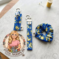 Wristlet Keychain, Chapstick Holder, & Scrunchie Bundle - Matching Floral Set
