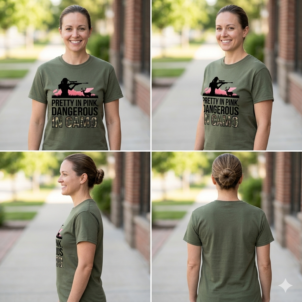 The "Pretty in Pink, Dangerous in Camo" Tee – Vibrant DTF Classic Fit