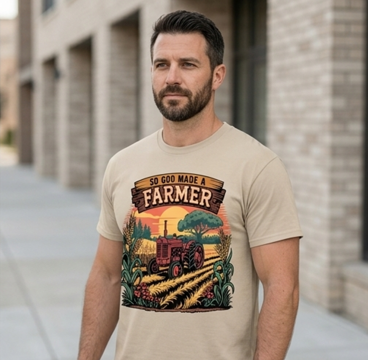 The "So God Made a Farmer" Tribute Tee – Vintage Detail Soft-Feel DTF
