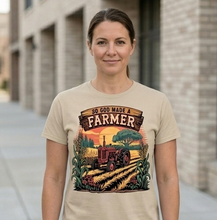 The "So God Made a Farmer" Tribute Tee – Vintage Detail Soft-Feel DTF