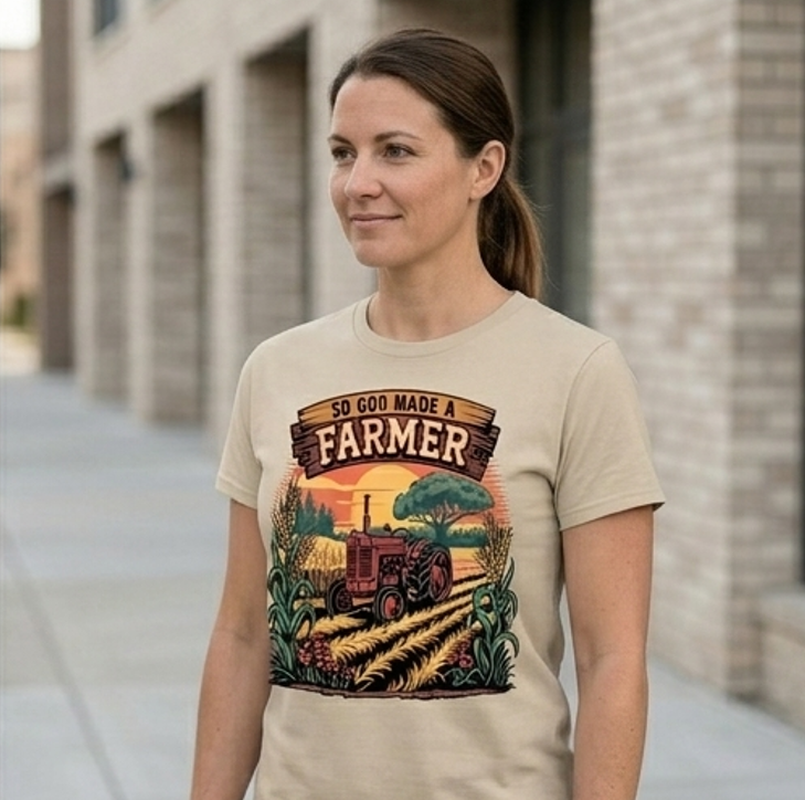 The "So God Made a Farmer" Tribute Tee – Vintage Detail Soft-Feel DTF