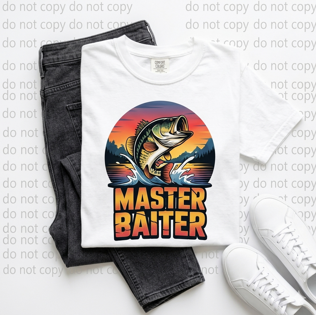 Master Baiter Fishing T-Shirt - White Comfort Colors Tee