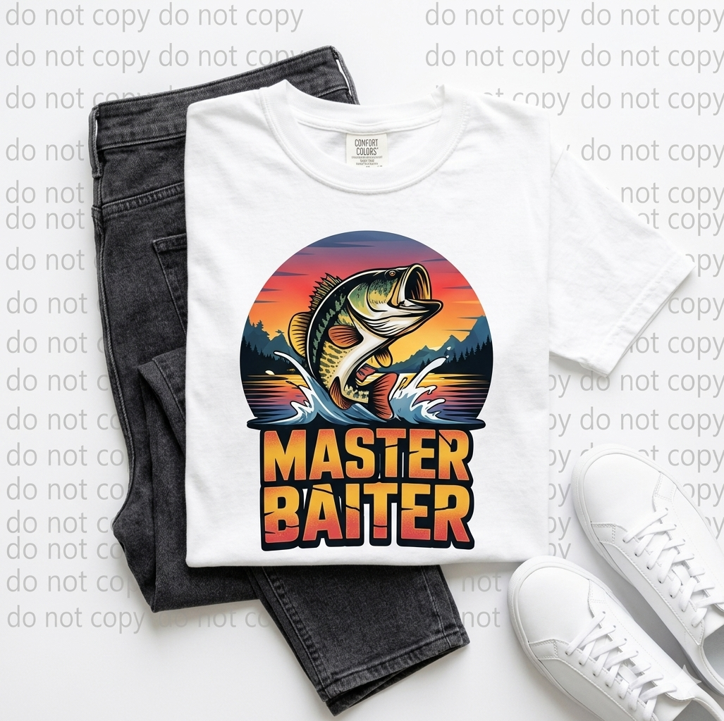 Master Baiter Fishing T-Shirt - White Comfort Colors Tee