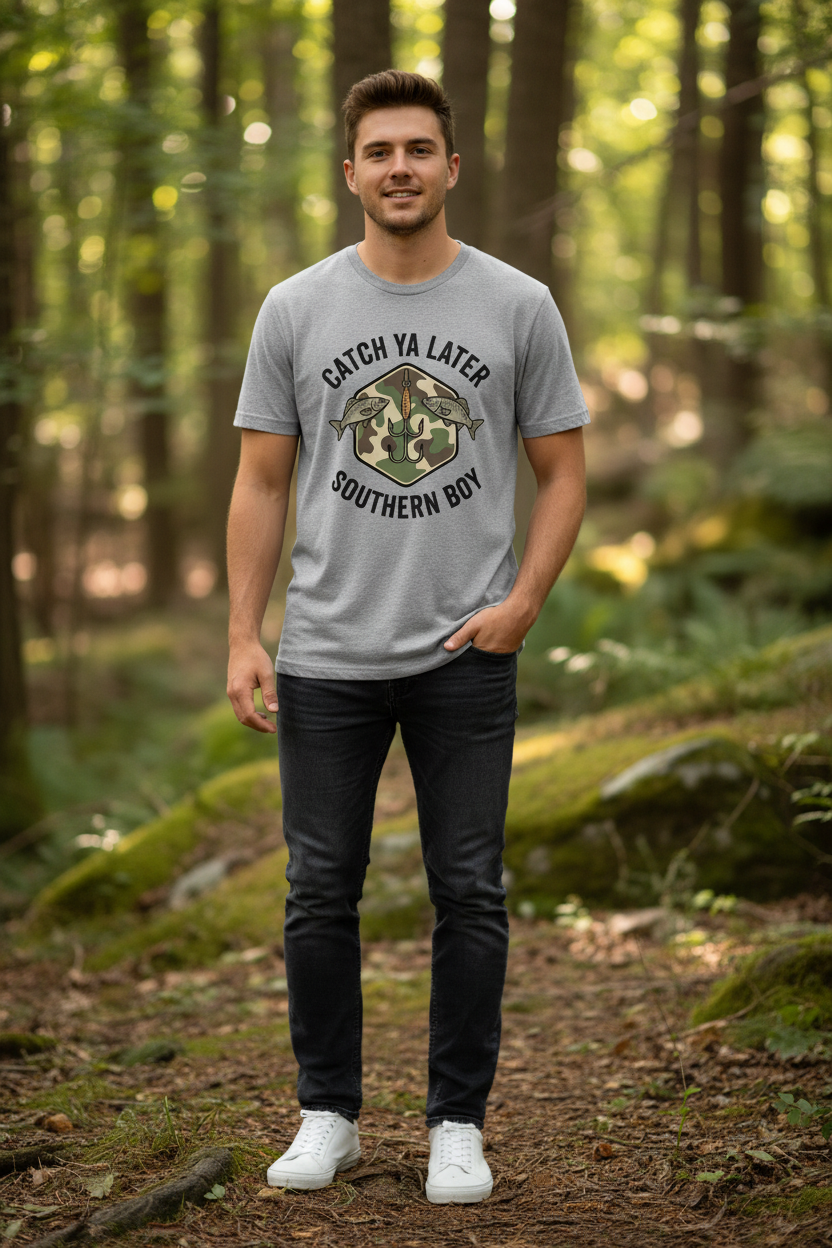 Catch Ya Later Southern Boy Comfort Colors Fishing T-Shirt