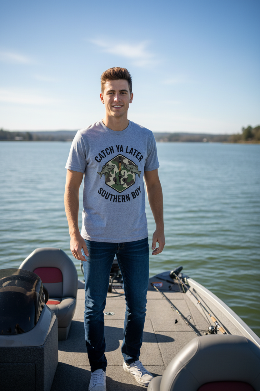 Catch Ya Later Southern Boy Comfort Colors Fishing T-Shirt
