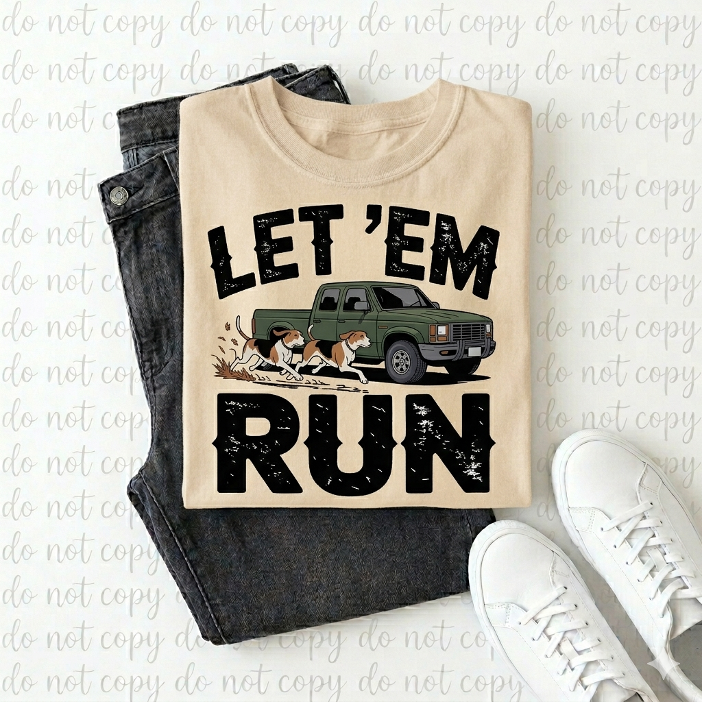 The "Let ’Em Run" Hunting Dog Tee – Vintage Grit Soft-Feel DTF