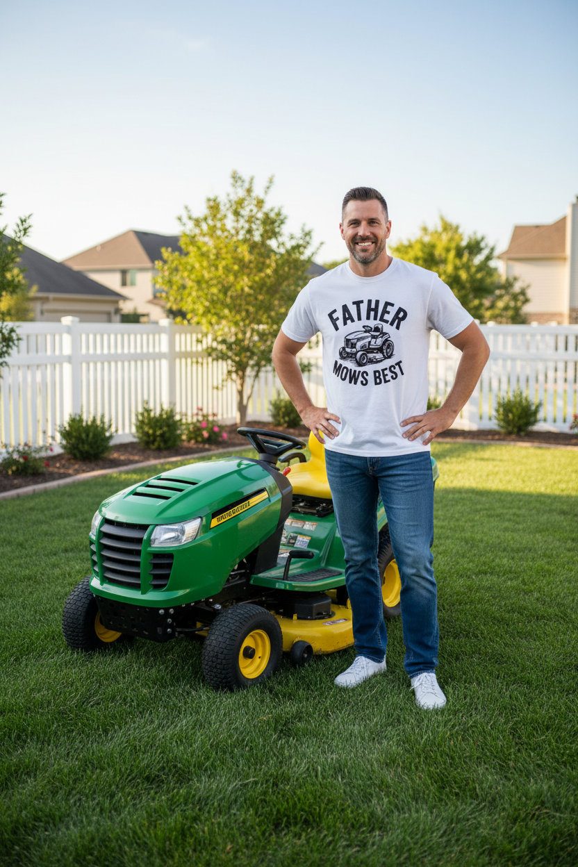 Father Mows Best Lawn Mower Comfort Colors Dad Graphic Tee