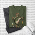Bass Fishing Cross T-Shirt - Faith & Outdoors Graphic Tee