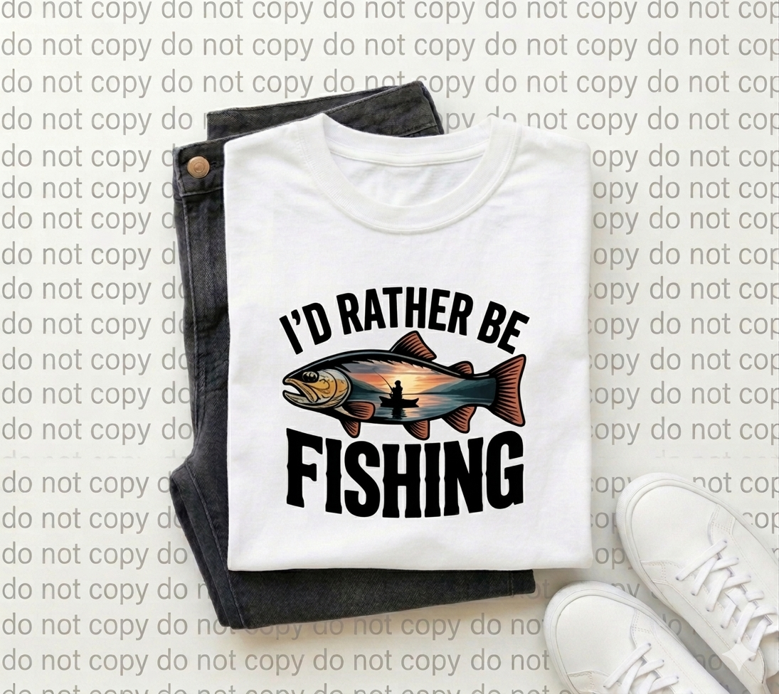 I'd Rather Be Fishing Sunset Trout Comfort Colors Tee