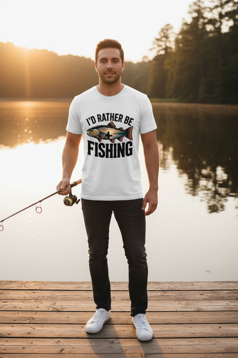 I'd Rather Be Fishing Sunset Trout Comfort Colors Tee