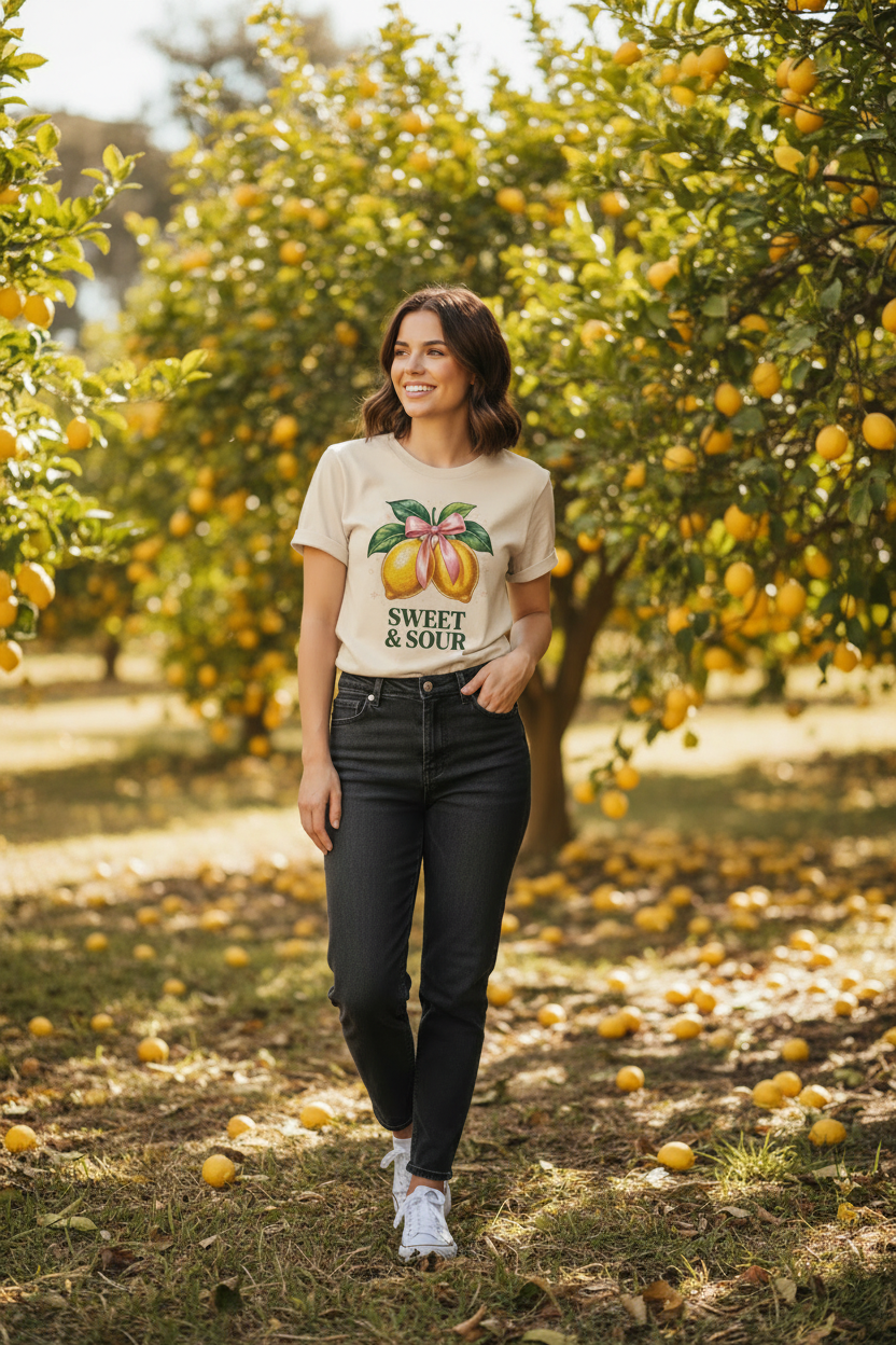 Sweet & Sour Lemon Bow Tee – Retro Coquette Aesthetic Shirt
