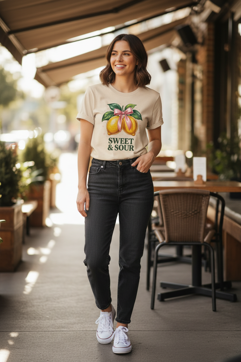 Sweet & Sour Lemon Bow Tee – Retro Coquette Aesthetic Shirt