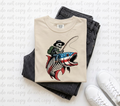 Skeleton Riding Patriot Fish Comfort Colors Graphic Tee