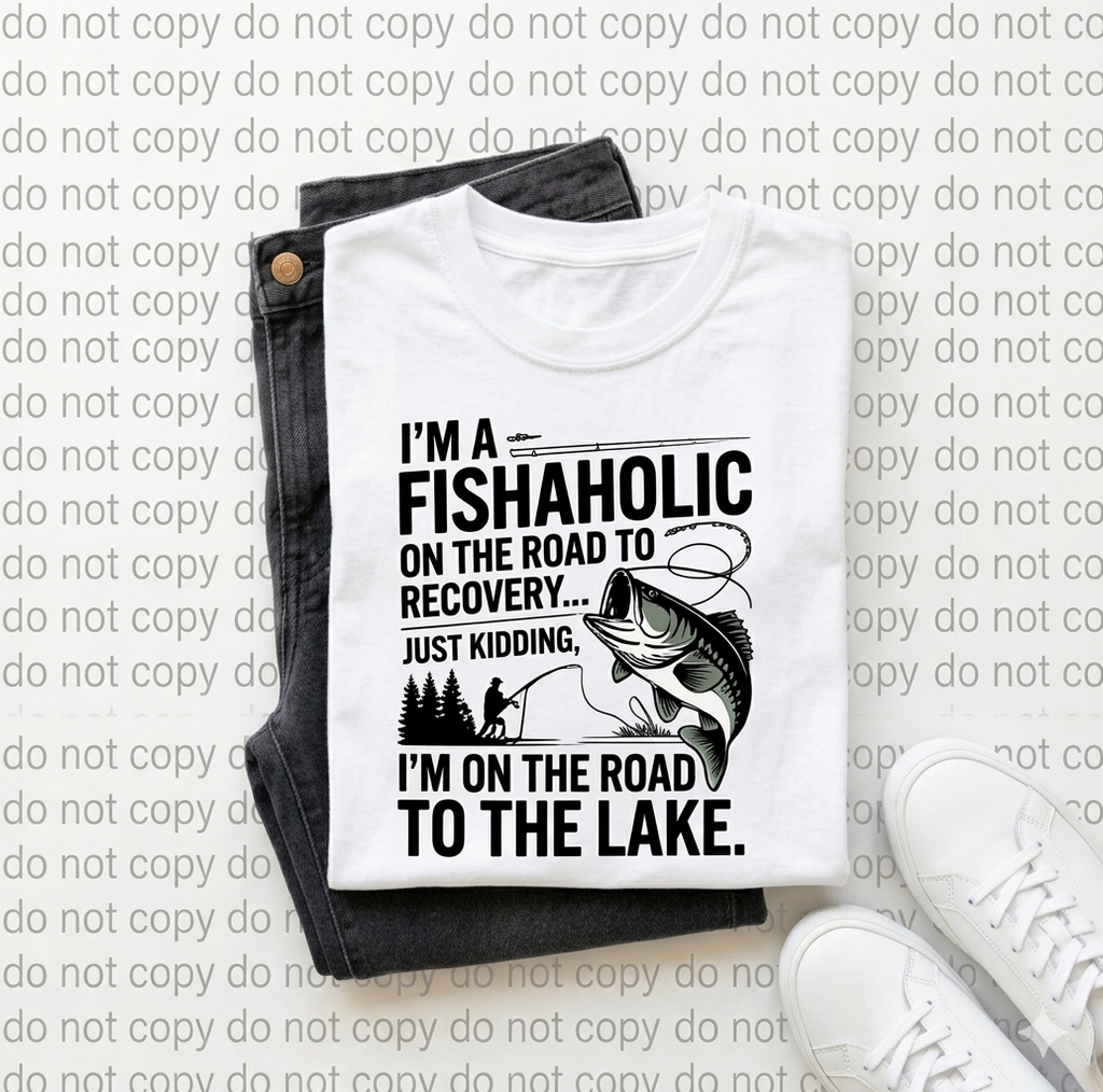 I'm a Fishaholic Road to the Lake Comfort Colors Fishing Tee