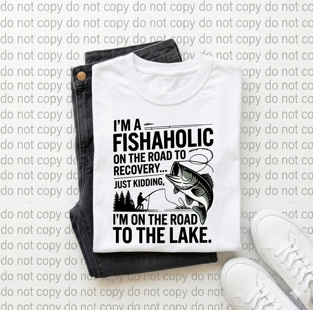I'm a Fishaholic Road to the Lake Comfort Colors Fishing Tee