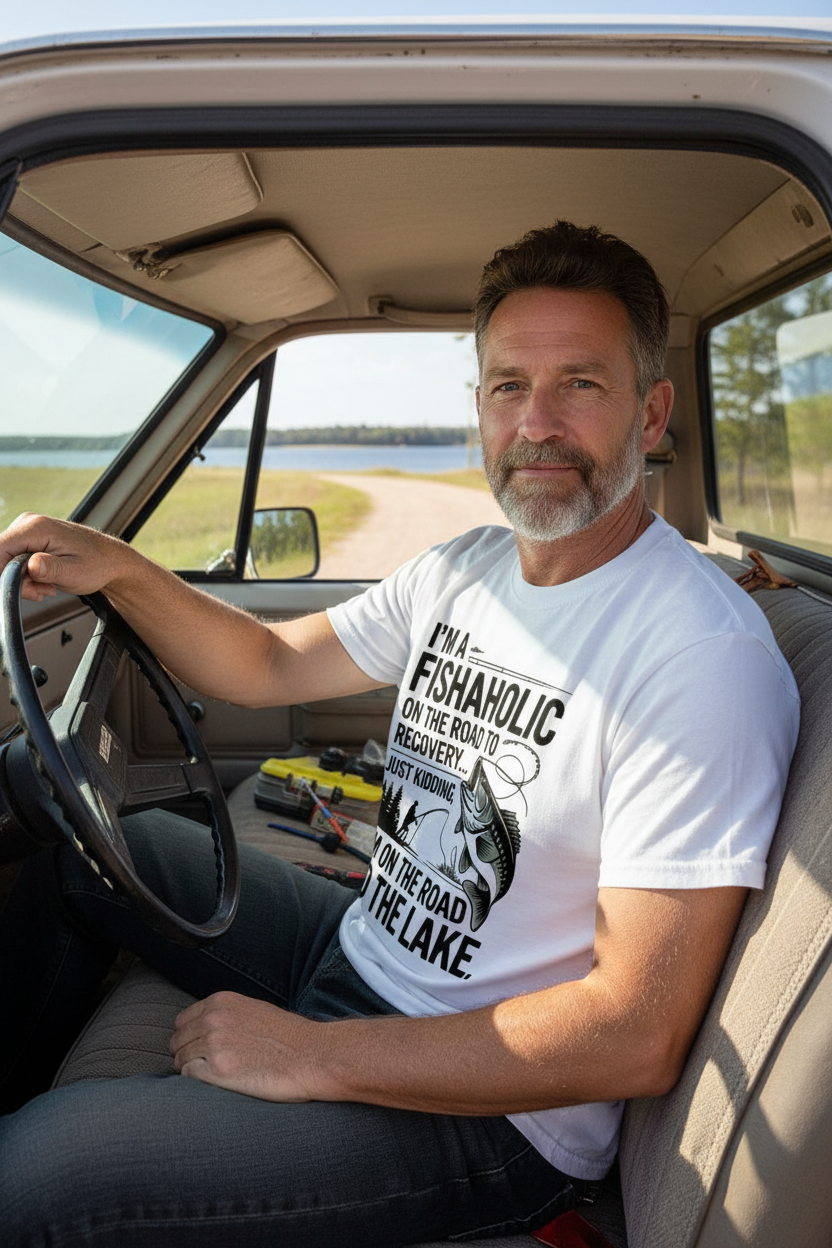 I'm a Fishaholic Road to the Lake Comfort Colors Fishing Tee