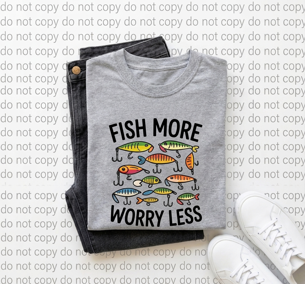Fish More Worry Less Lure Collection Comfort Colors Tee