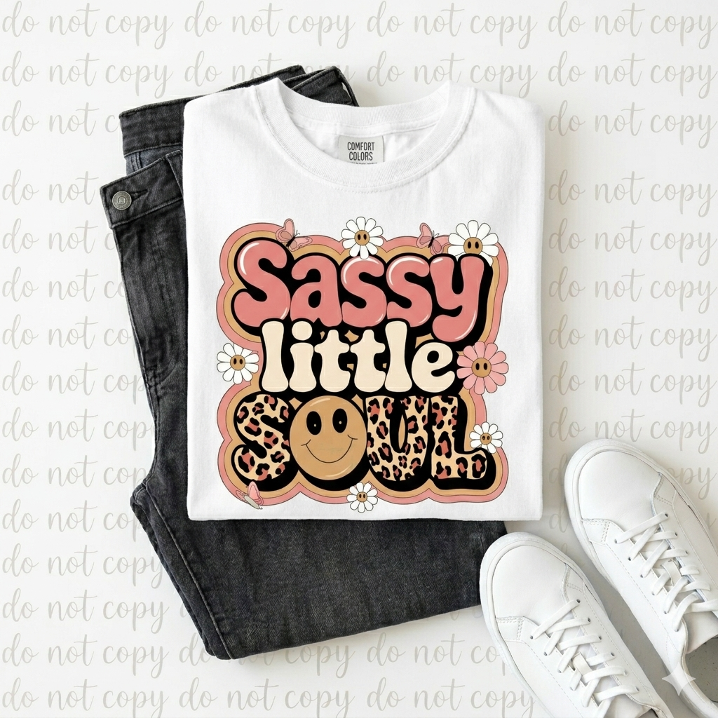 Sassy Little Soul Graphic Tee – Retro Cheetah Smiley Shirt