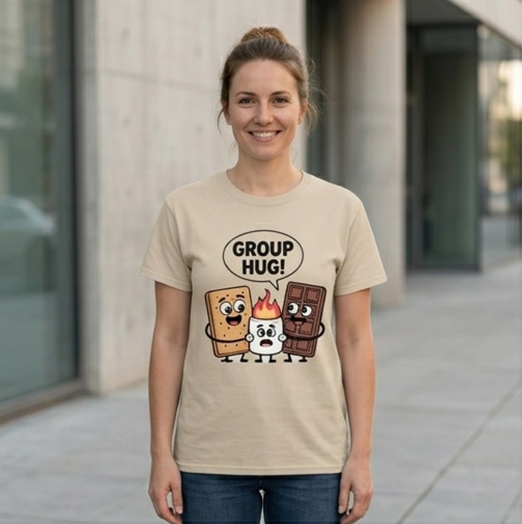 The "Group Hug" S'mores Tee – Soft Feel & High Vibrancy