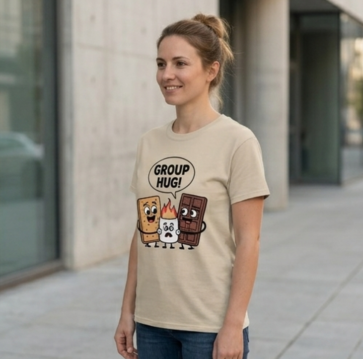 The "Group Hug" S'mores Tee – Soft Feel & High Vibrancy
