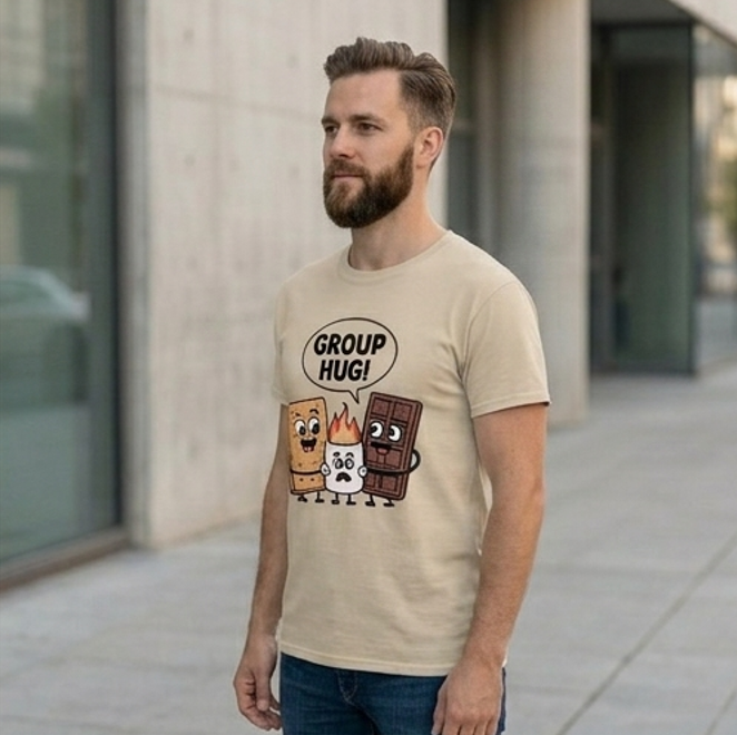 The "Group Hug" S'mores Tee – Soft Feel & High Vibrancy