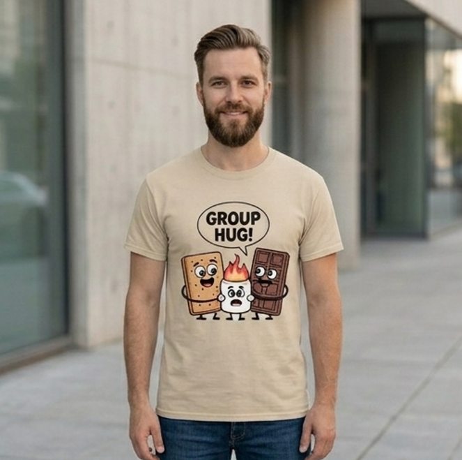 The "Group Hug" S'mores Tee – Soft Feel & High Vibrancy