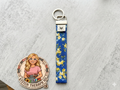 Blue Meadow Wristlet Key Fob | Handmade Floral Fabric Keychain