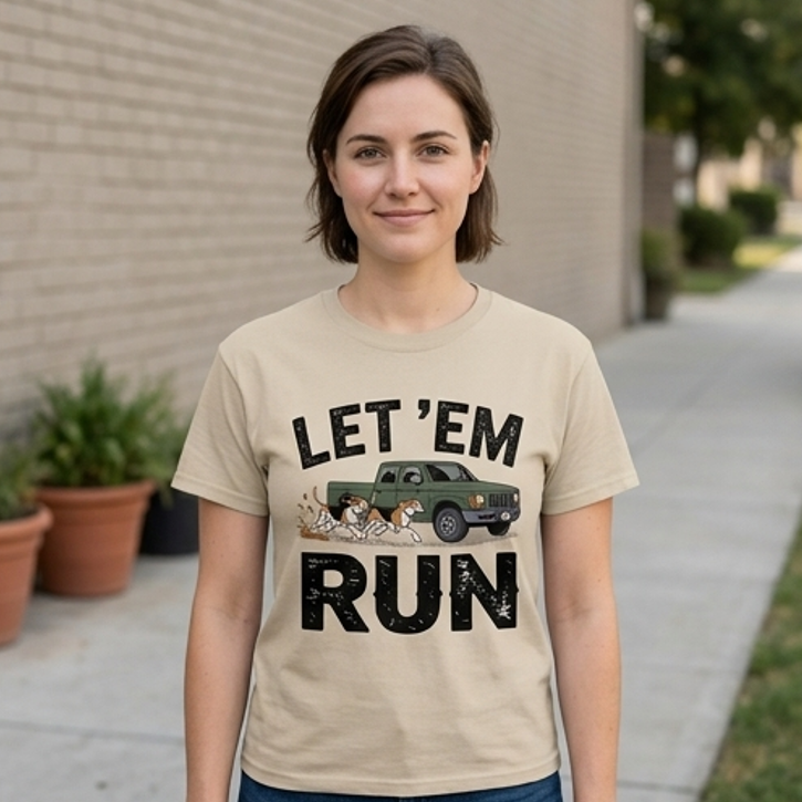 The "Let ’Em Run" Hunting Dog Tee – Vintage Grit Soft-Feel DTF