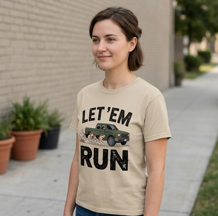 The "Let ’Em Run" Hunting Dog Tee – Vintage Grit Soft-Feel DTF