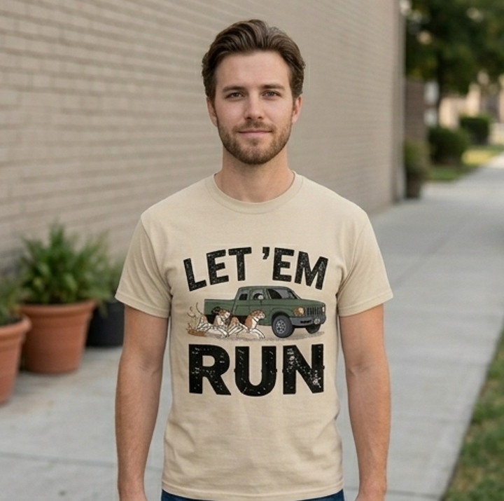 The "Let ’Em Run" Hunting Dog Tee – Vintage Grit Soft-Feel DTF
