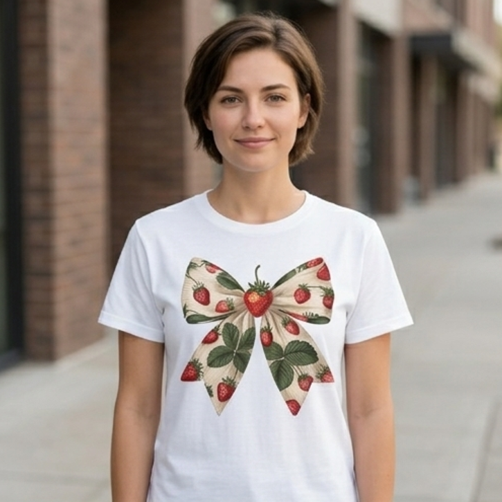 The Vintage Strawberry Bow Graphic Tee