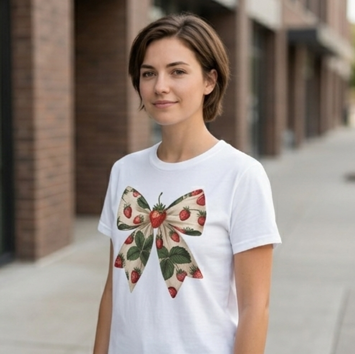 The Vintage Strawberry Bow Graphic Tee