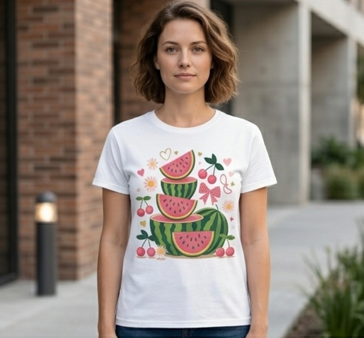 Sweet Summer Fruit Medley Graphic Tee – Retro Coquette Shirt