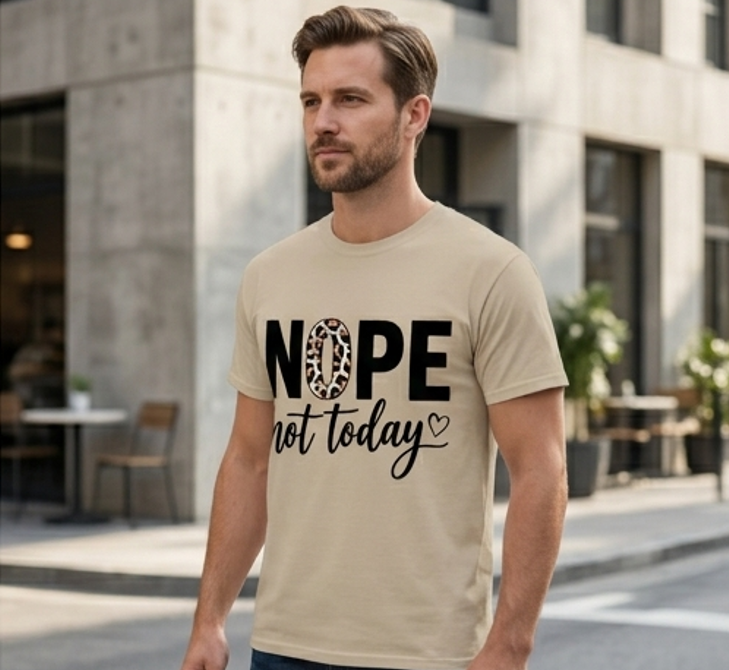 Nope Not Today Graphic Tee – Leopard Print Sarcastic Shirt