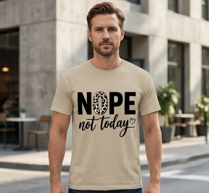 Nope Not Today Graphic Tee – Leopard Print Sarcastic Shirt