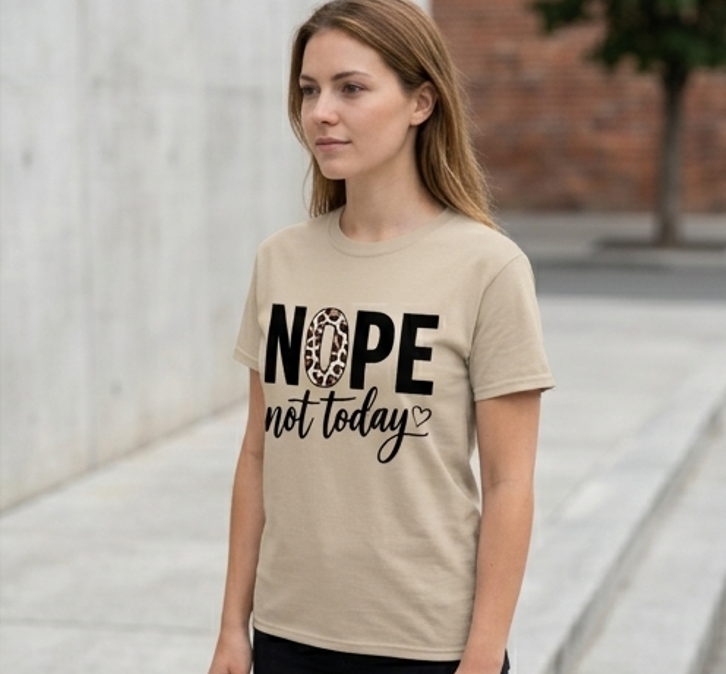 Nope Not Today Graphic Tee – Leopard Print Sarcastic Shirt