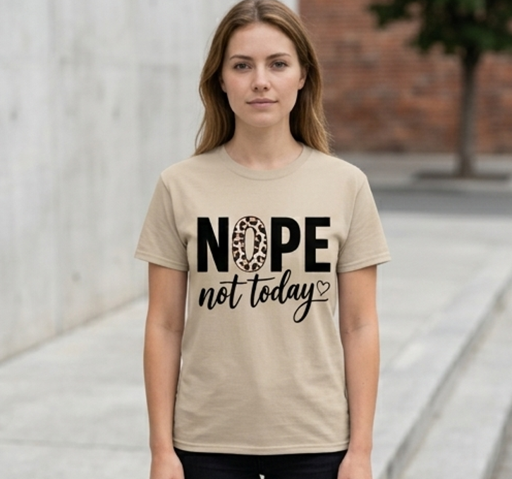 Nope Not Today Graphic Tee – Leopard Print Sarcastic Shirt
