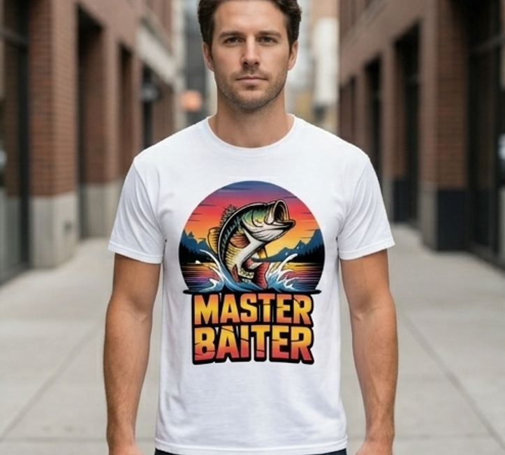 Master Baiter Fishing T-Shirt - White Comfort Colors Tee