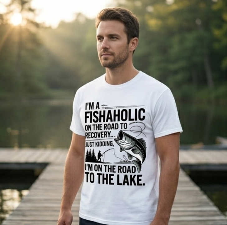 I'm a Fishaholic Road to the Lake Comfort Colors Fishing Tee