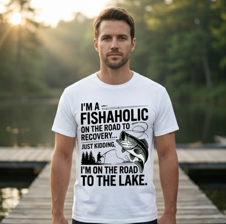 I'm a Fishaholic Road to the Lake Comfort Colors Fishing Tee