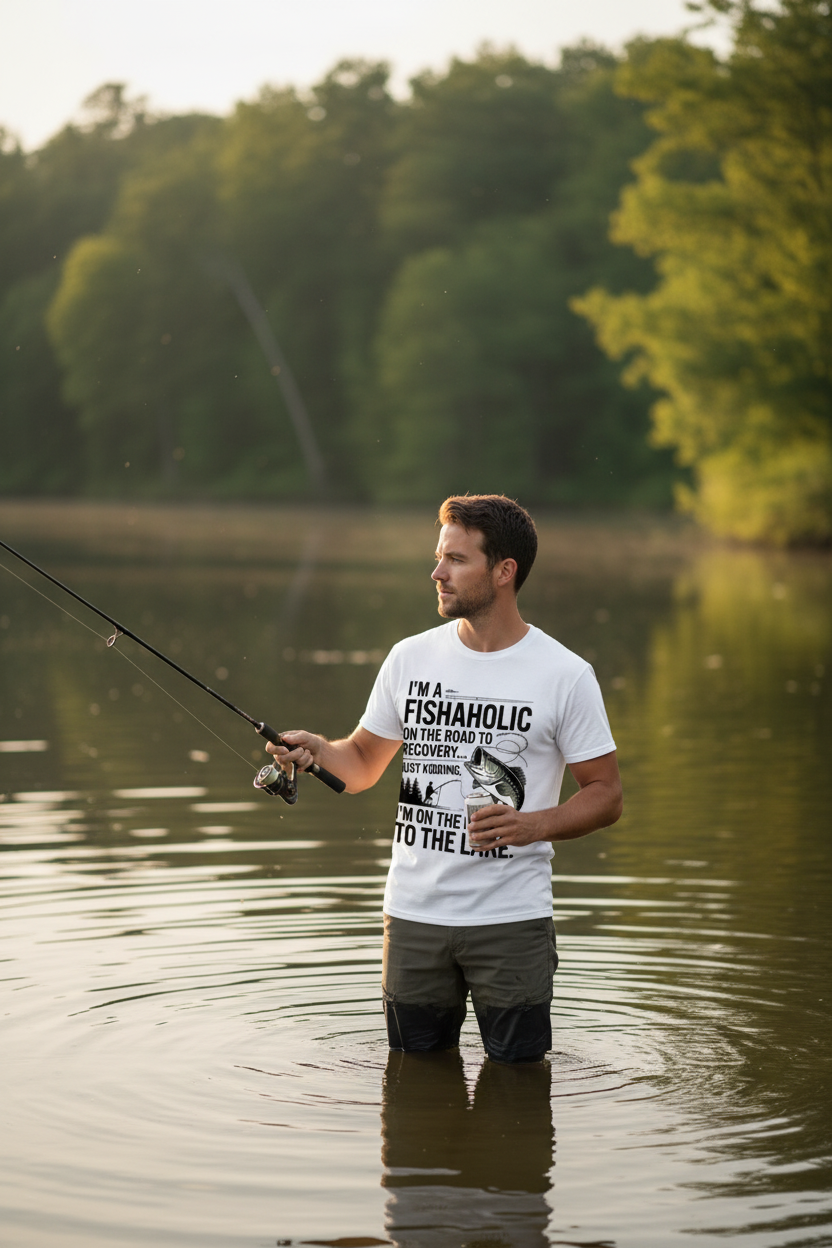 I'm a Fishaholic Road to the Lake Comfort Colors Fishing Tee
