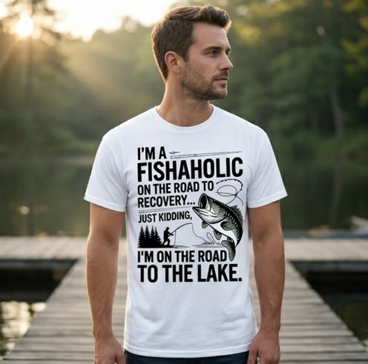 I'm a Fishaholic Road to the Lake Comfort Colors Fishing Tee