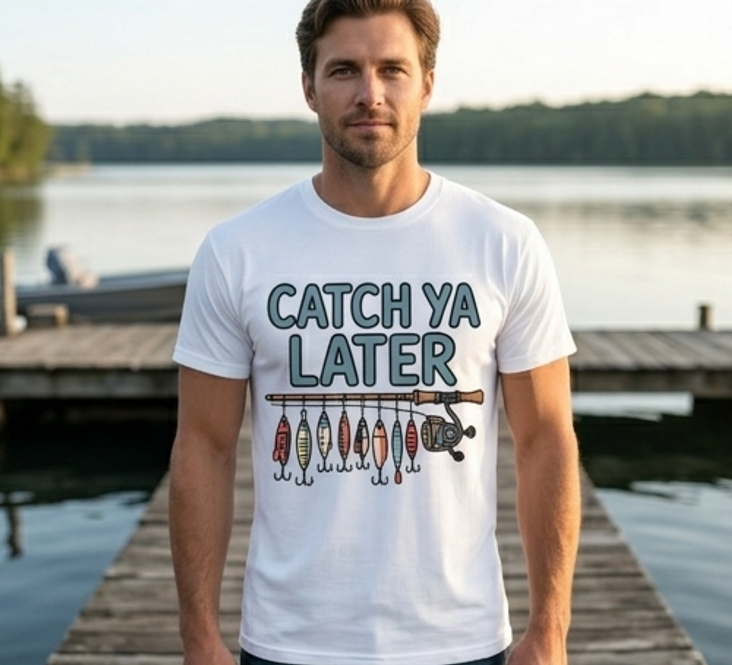 Catch Ya Later Fishing Rod & Lures Comfort Colors Graphic Tee