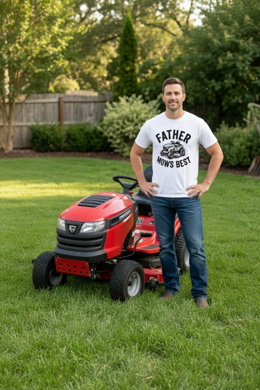 Father Mows Best Lawn Mower Comfort Colors Dad Graphic Tee