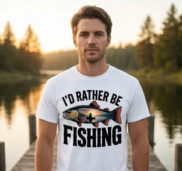 I'd Rather Be Fishing Sunset Trout Comfort Colors Tee