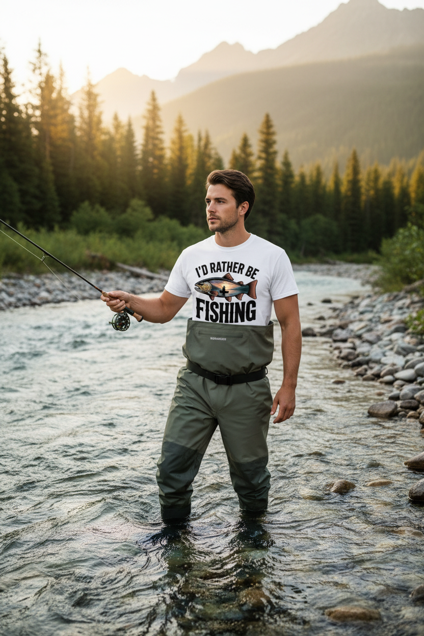 I'd Rather Be Fishing Sunset Trout Comfort Colors Tee