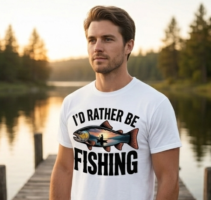 I'd Rather Be Fishing Sunset Trout Comfort Colors Tee