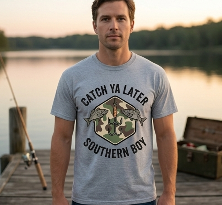 Catch Ya Later Southern Boy Comfort Colors Fishing T-Shirt