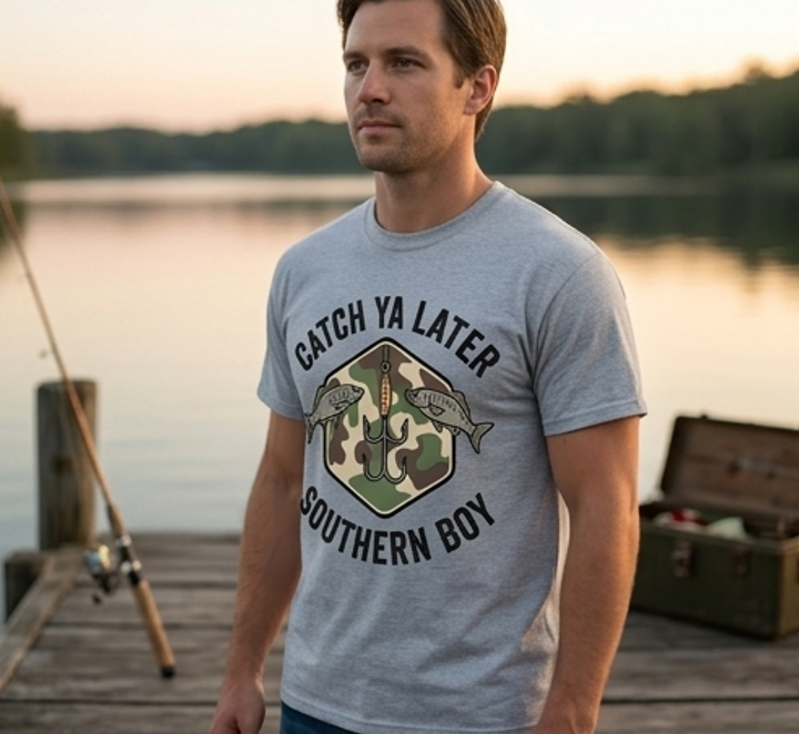 Catch Ya Later Southern Boy Comfort Colors Fishing T-Shirt